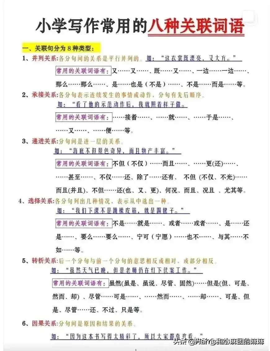 关联句的八种类型讲解图片,含有关联词的句子大全