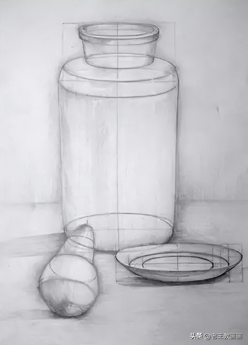 素描静物不锈钢电水壶结构素描,零基础学素描静物素描