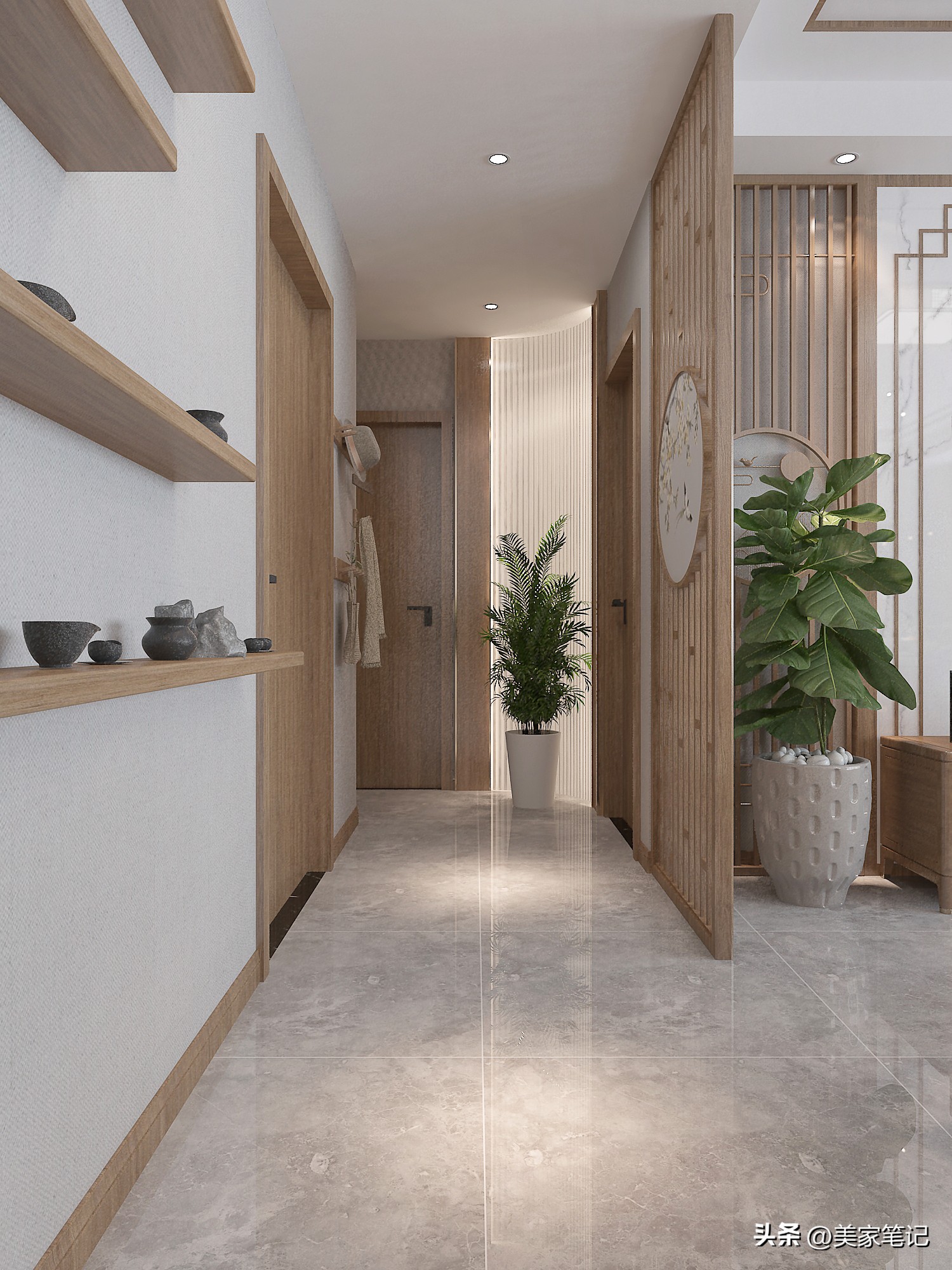 90平米原木玄关效果图,原木风格治愈系玄关