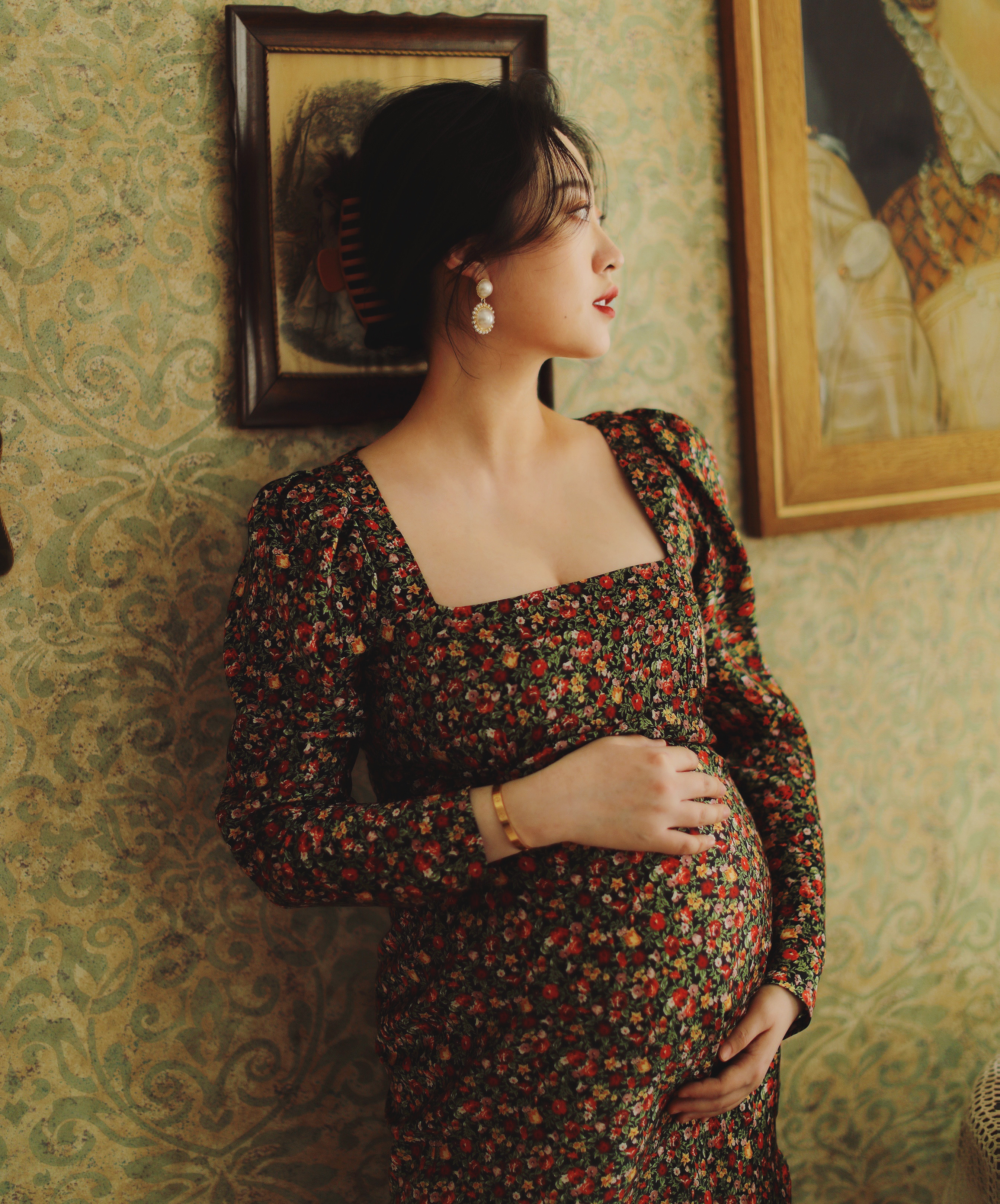 不露肚孕妇照简约高级温柔,时尚露肚孕妇写真