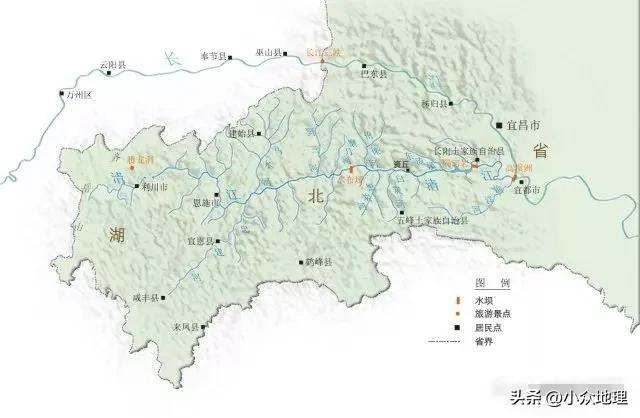 湖北山脉河流地形图全图,湖北水系地图
