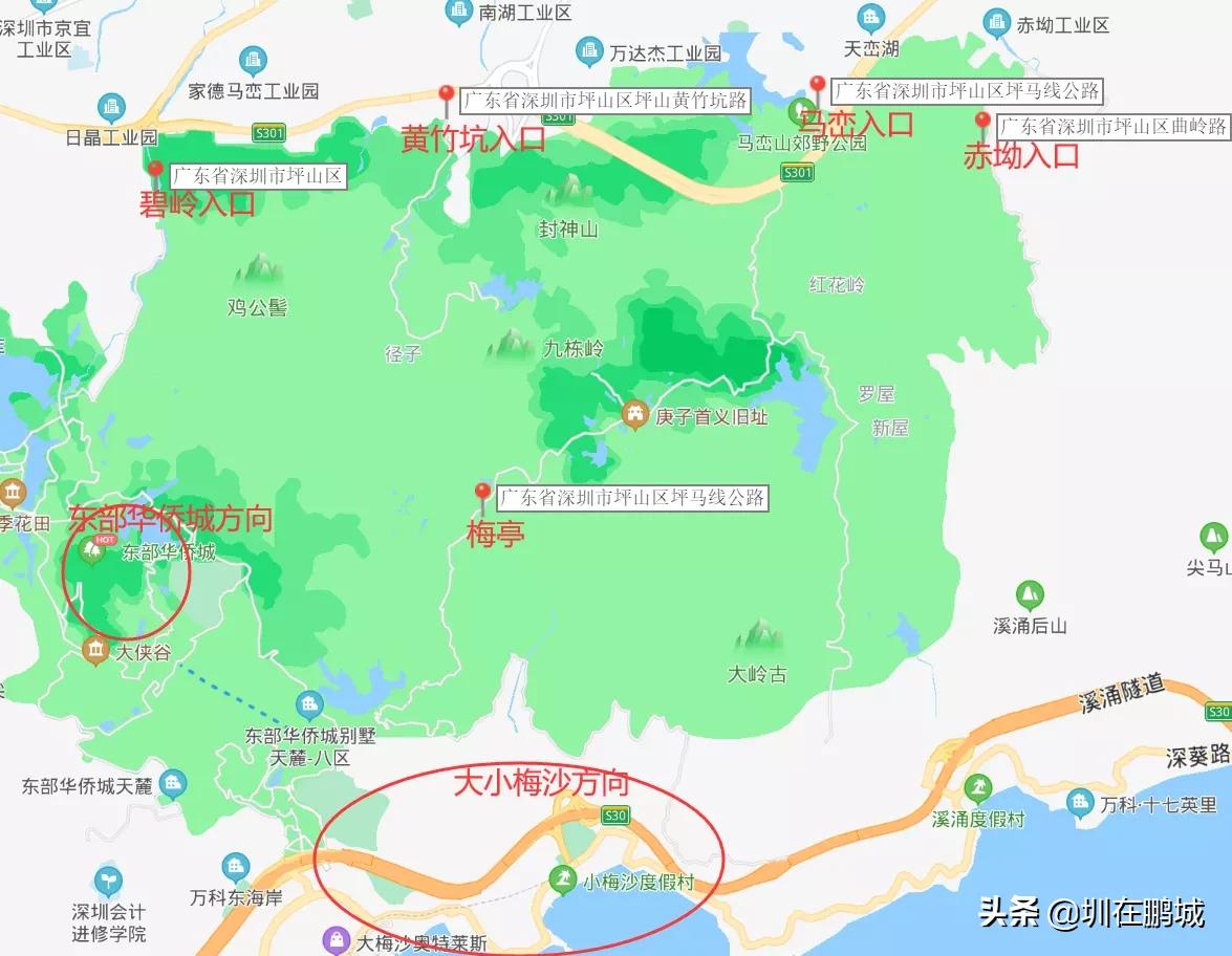 从马峦山穿越梅沙尖有多远,马峦山穿越坪山到大梅沙