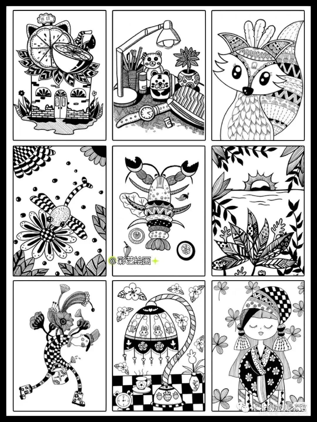 手绘临摹素材1000例马克笔儿童画,24色马克笔画画教程简单儿童