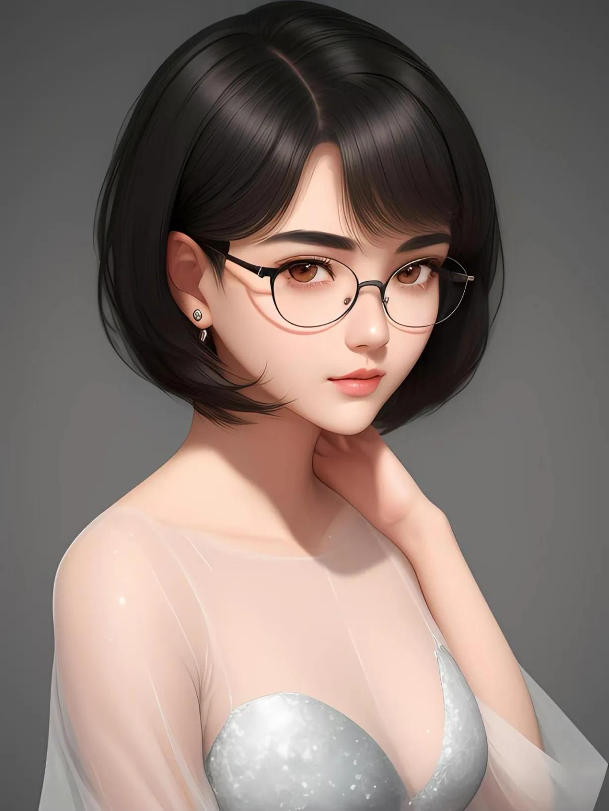 短发戴眼镜女孩真人头像,女生短发头像戴眼镜动漫