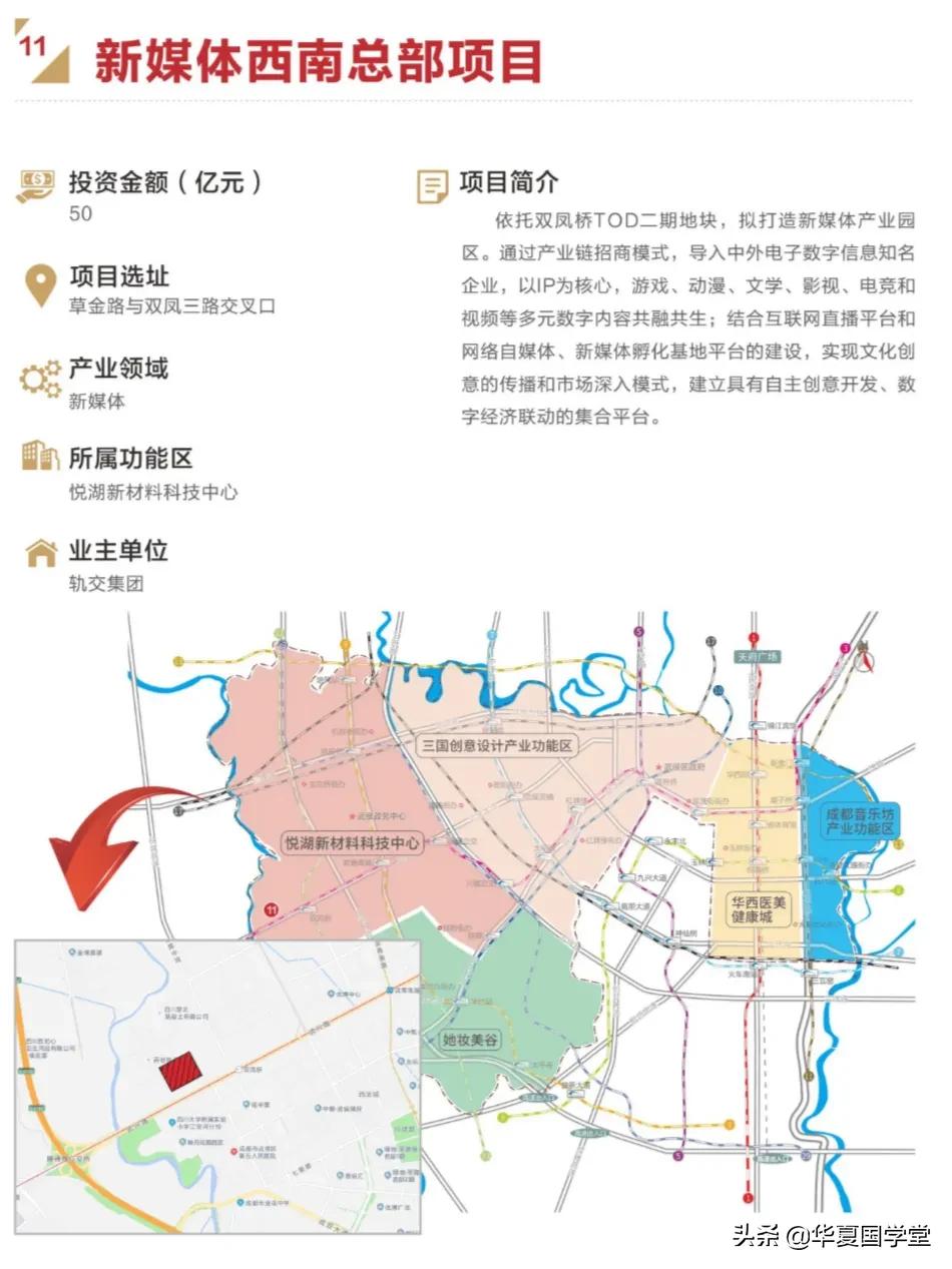 2022年武侯重大项目投资清单发布，看悦湖科技城这个区域如何布局
