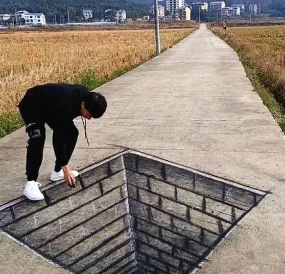 小伙画3d画太真实,民间画家3d画