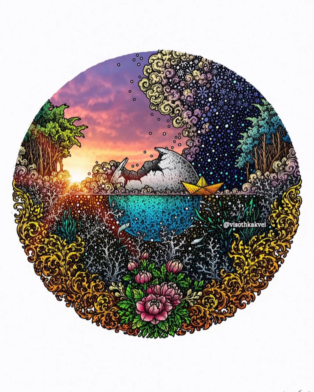 简单治愈强迫症画,让密集恐惧症非常难受的画