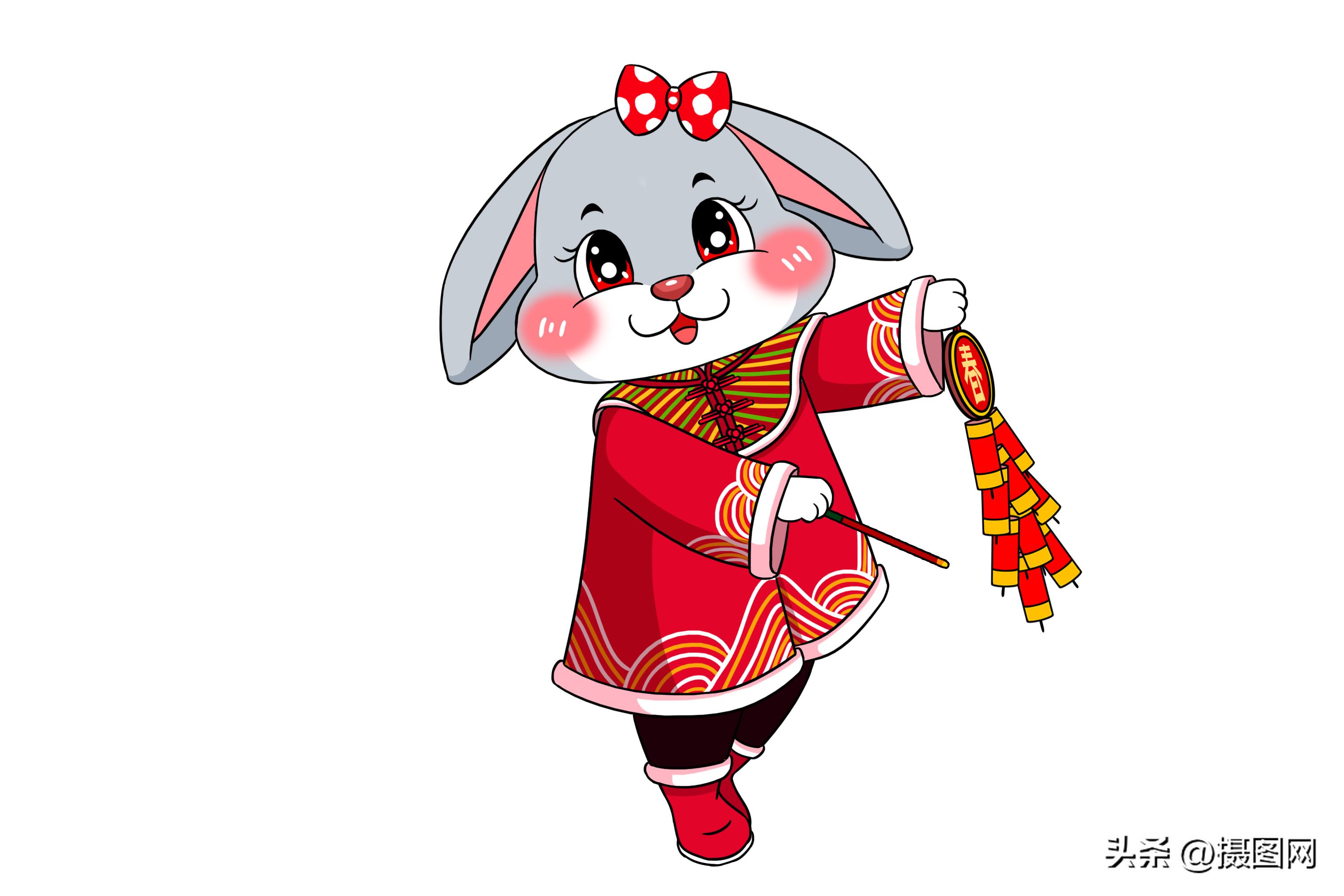 新年福兔简笔画漂亮,2023年福兔迎春简笔绘画