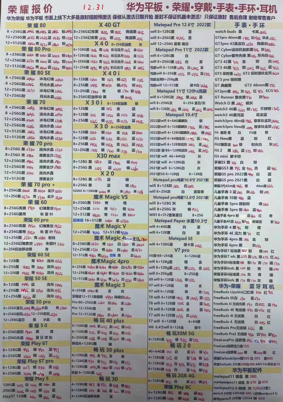 华强北2022年3月报价单,2021年10月27日华强北手机报价