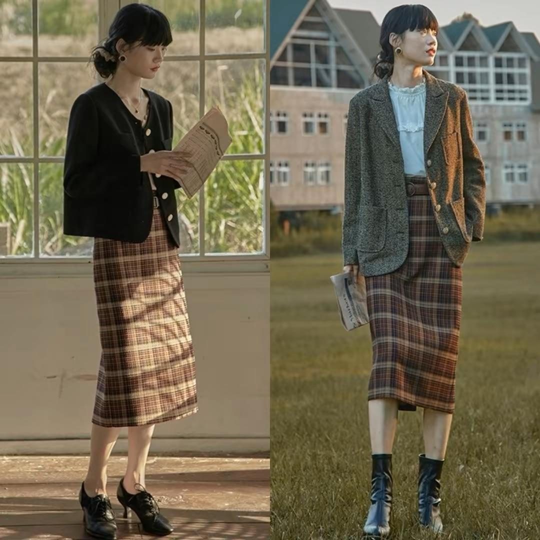 长款过膝裙怎么搭配,春天过膝裙穿搭