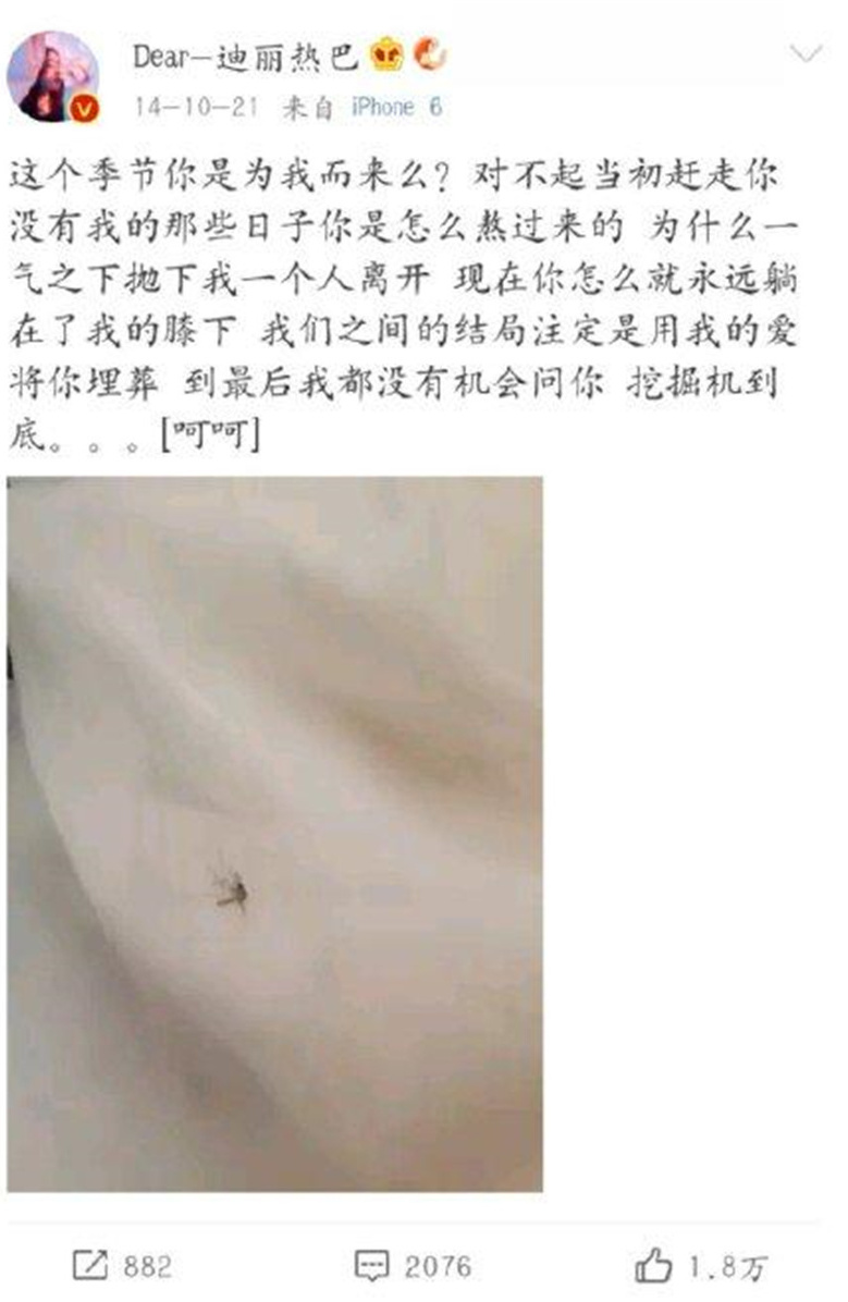 迪丽热巴的微博考古：灭蚊复仇者、绰号为月半、脑洞无限