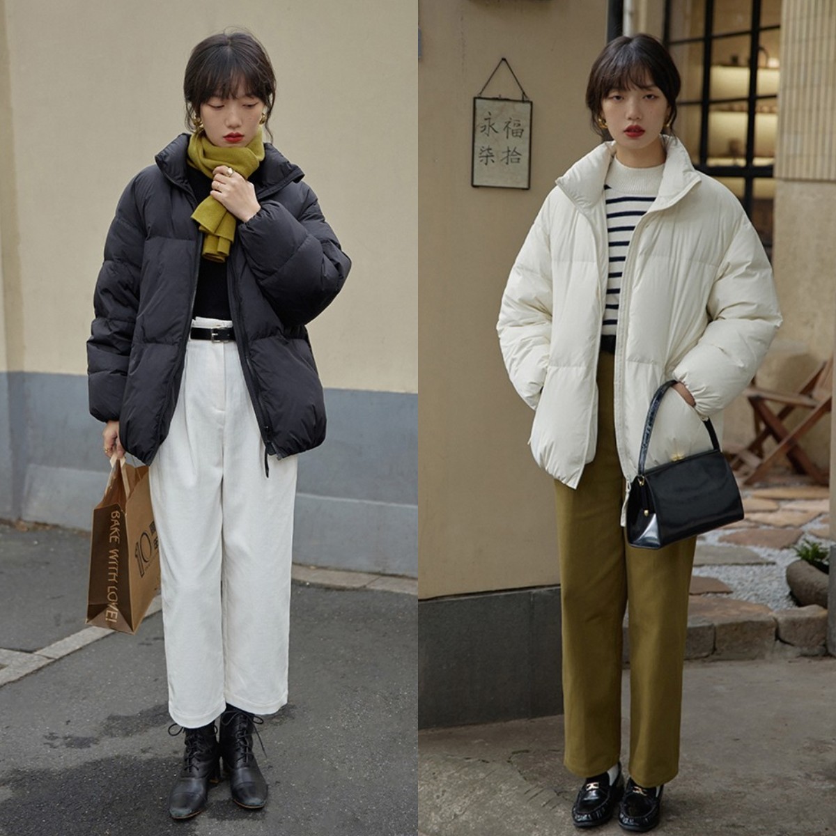 中年妈妈冬季宽松羽绒服搭配裙子,短款羽绒服搭配什么样的裙子好看