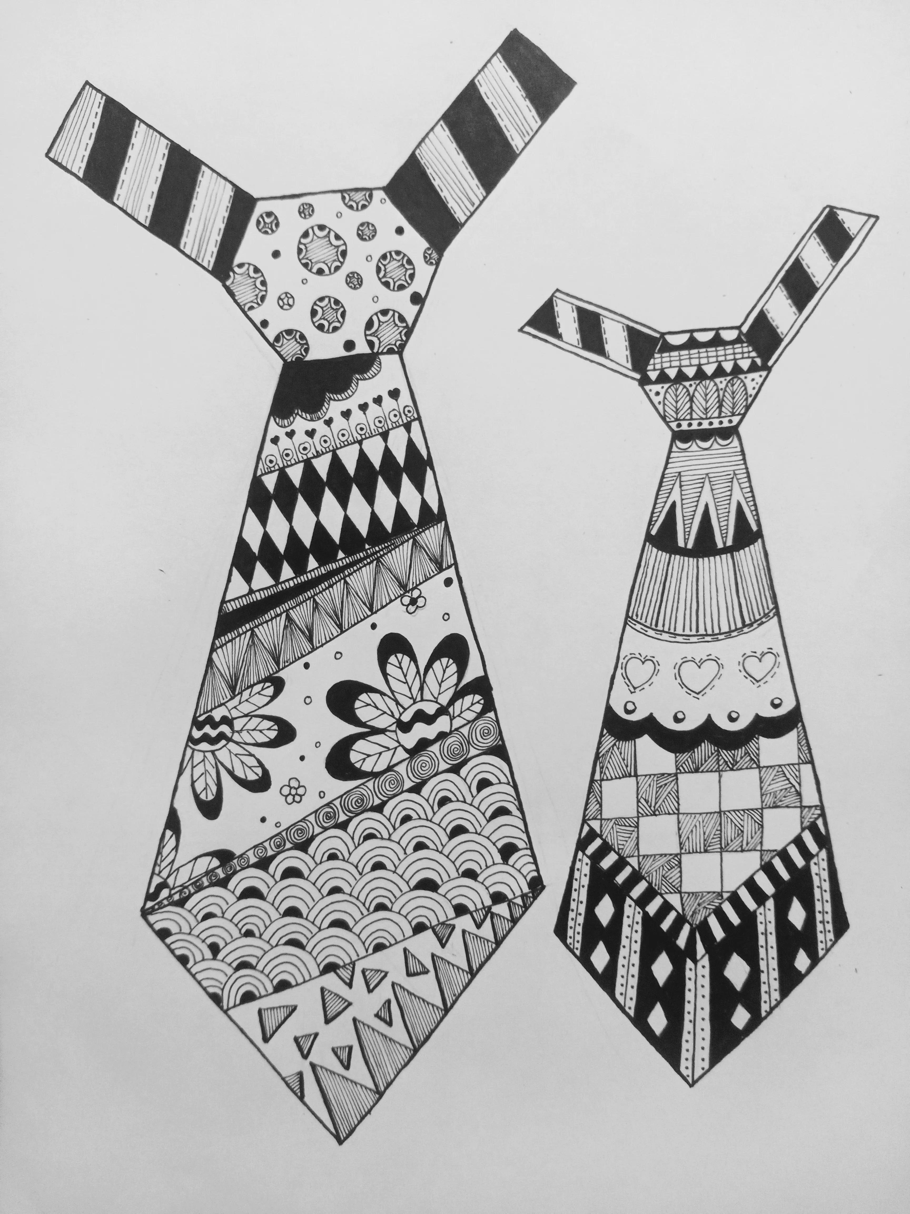 衬衣领带线描画,立体领带板绘怎么画