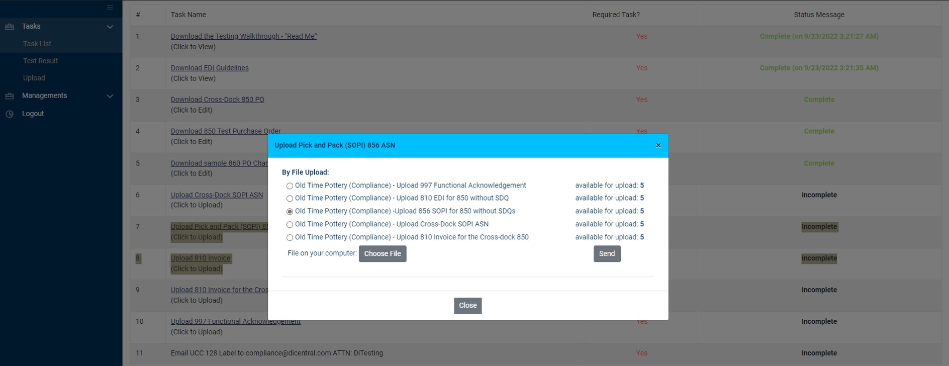 OldTimePotteryEDI测试流程