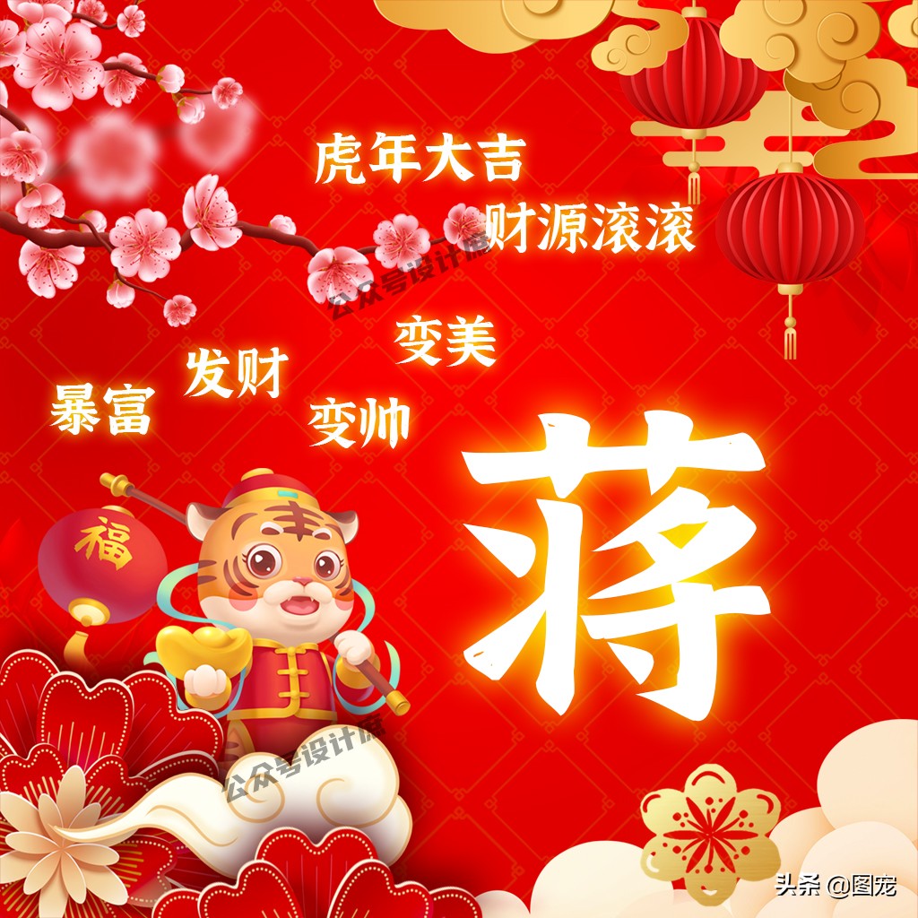 2023姓氏头像最新款虎年大吉,2022虎年姓氏头像好运霸气
