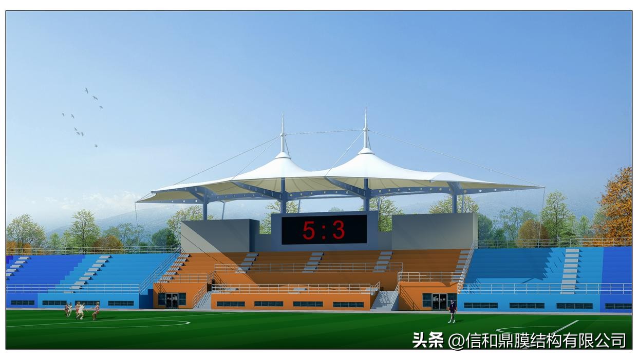 湖北体育场膜结构看台定做,武汉定做膜结构体育看台案例