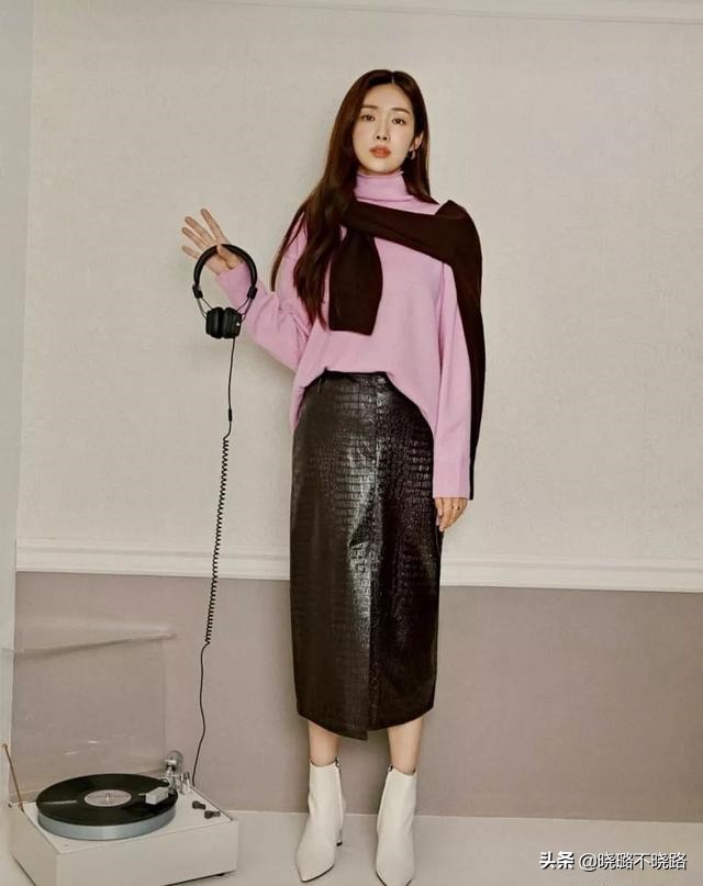 针织衫高腰显瘦开叉半身裙套装女,针织衫女裙微胖