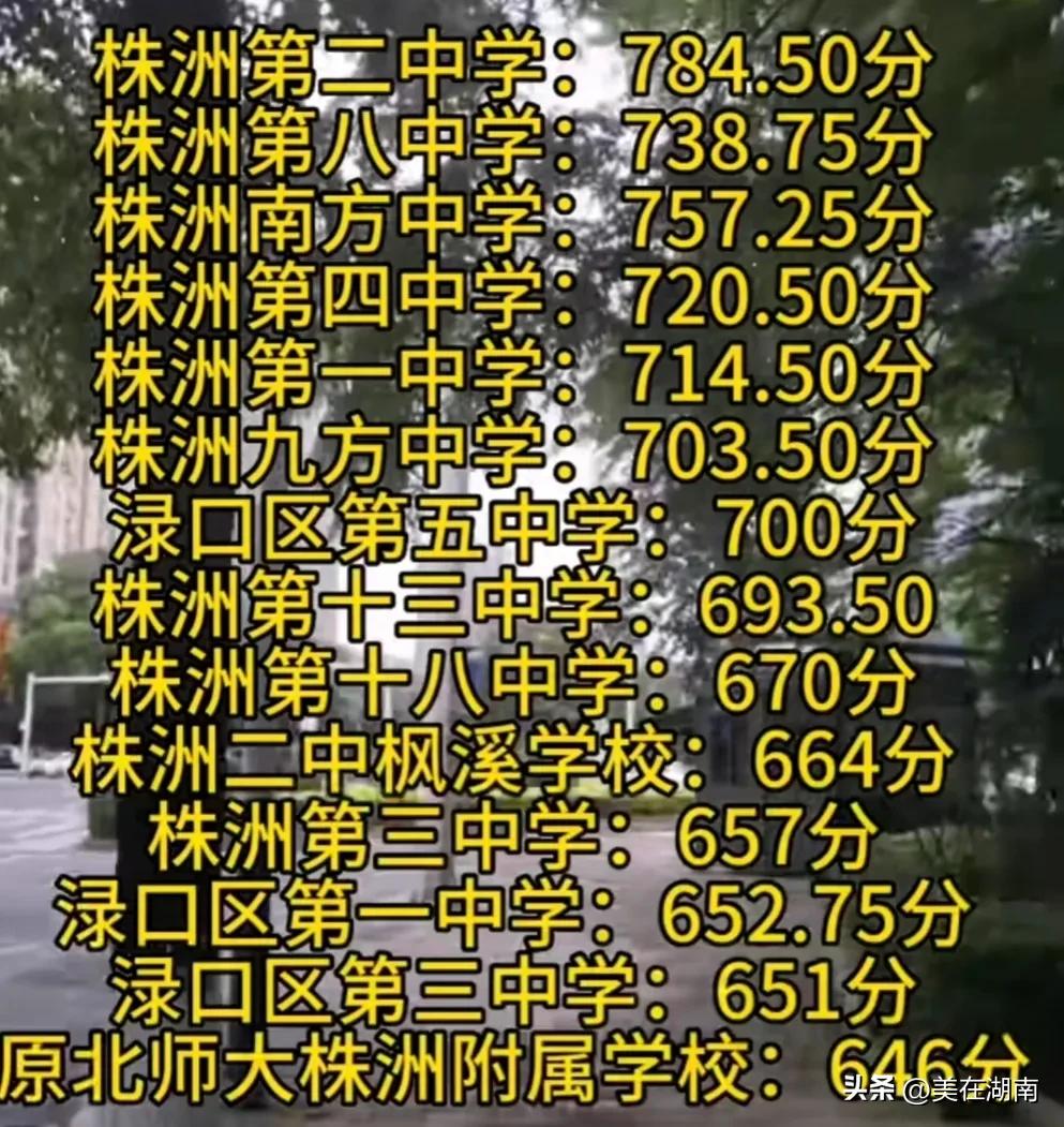 湘潭2022中考排名一览表,2023年株洲中考各个学校情况