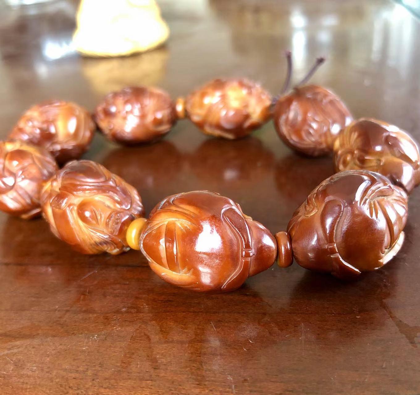 橄榄核核雕文玩手串,手串文玩男士招财龙橄榄核