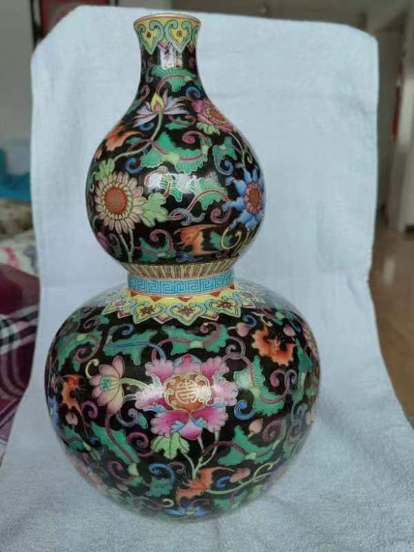 清乾隆珐琅彩花鸟诗文葫芦瓶推荐,精品推荐乾隆年制花卉葫芦瓶