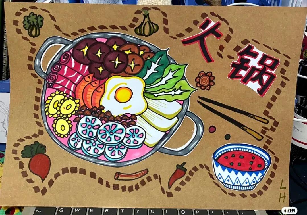冬天吃的10种美食绘画,餐饮海报创意儿童绘画启蒙