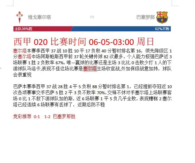 6-4号周日足球赛事分析预测