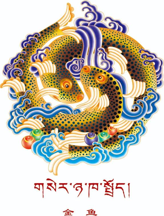 八宝图纹,藏画吉祥八宝