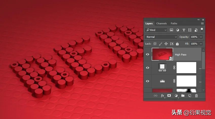 ps怎么做立体空心圆柱效果,ps文字贴合在圆柱上面