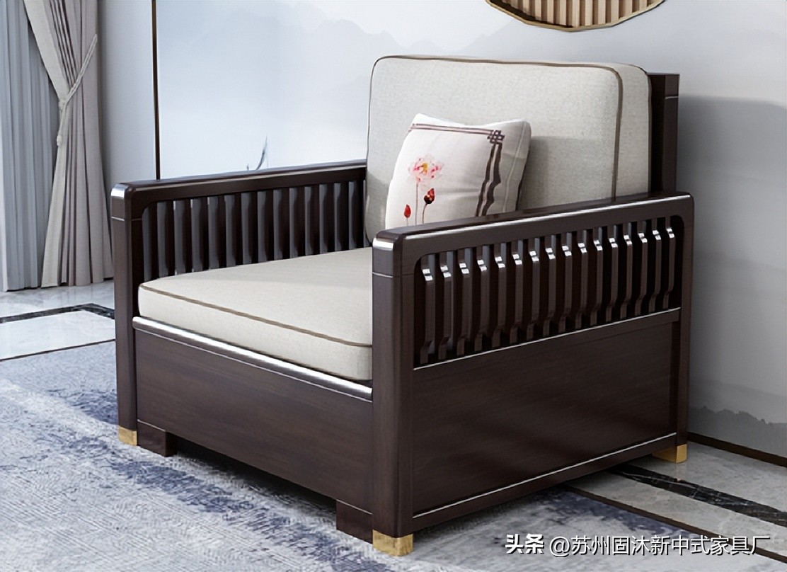 江苏简约新中式实木沙发,实木沙发小户型中式家具