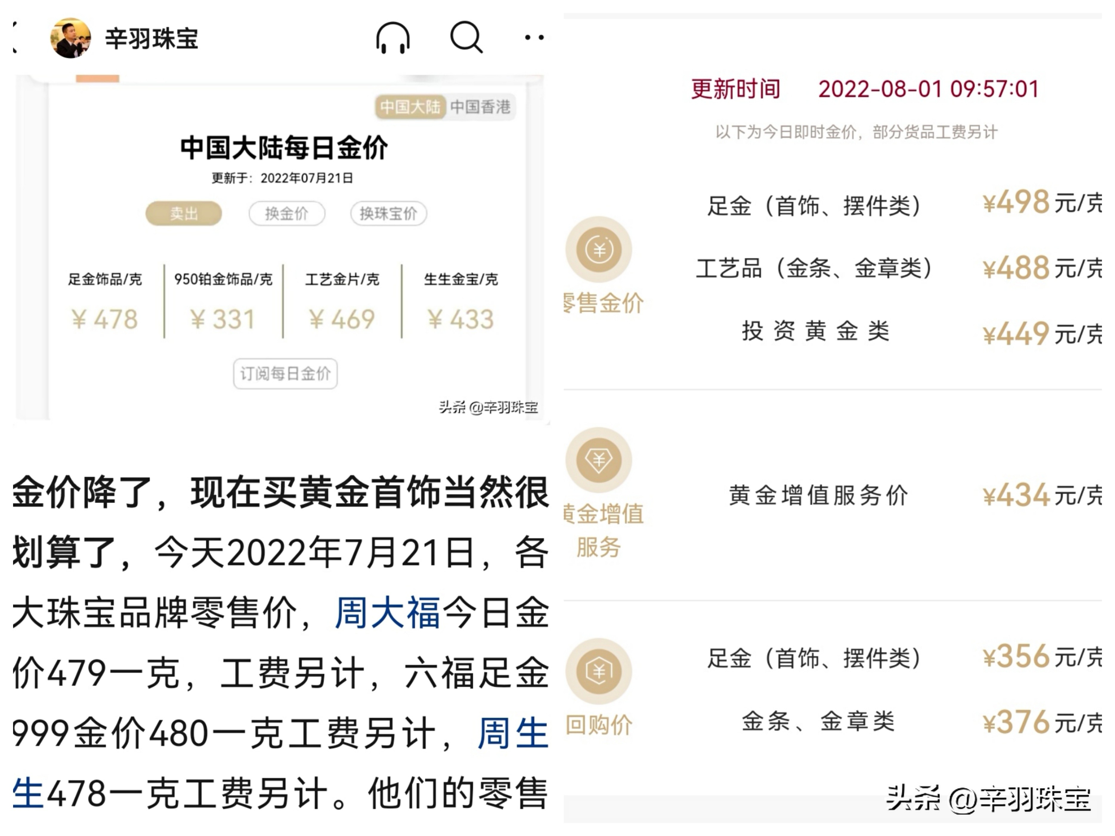 2021年七夕情人节黄金首饰金价,金价涨了100首饰要不要卖掉