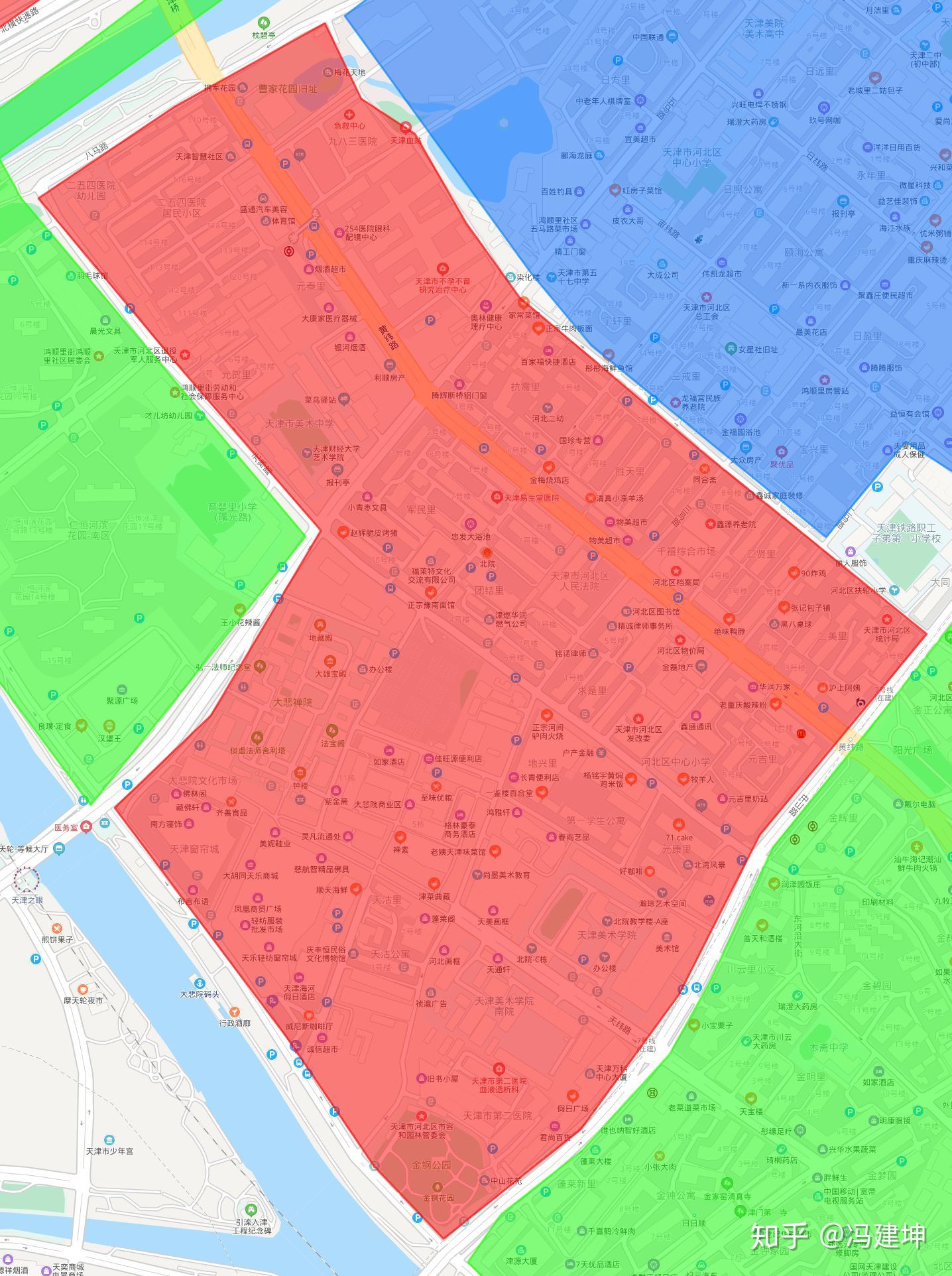 天津市详细学区分布图,天津河北区学区房划分