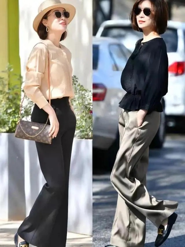 45岁女人穿直筒裤还是穿阔腿裤,中年女人穿阔腿裤直筒裤最合适