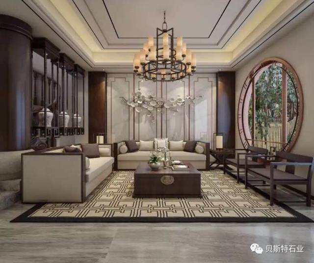 中式大理石造型效果图,奢石大理石效果图