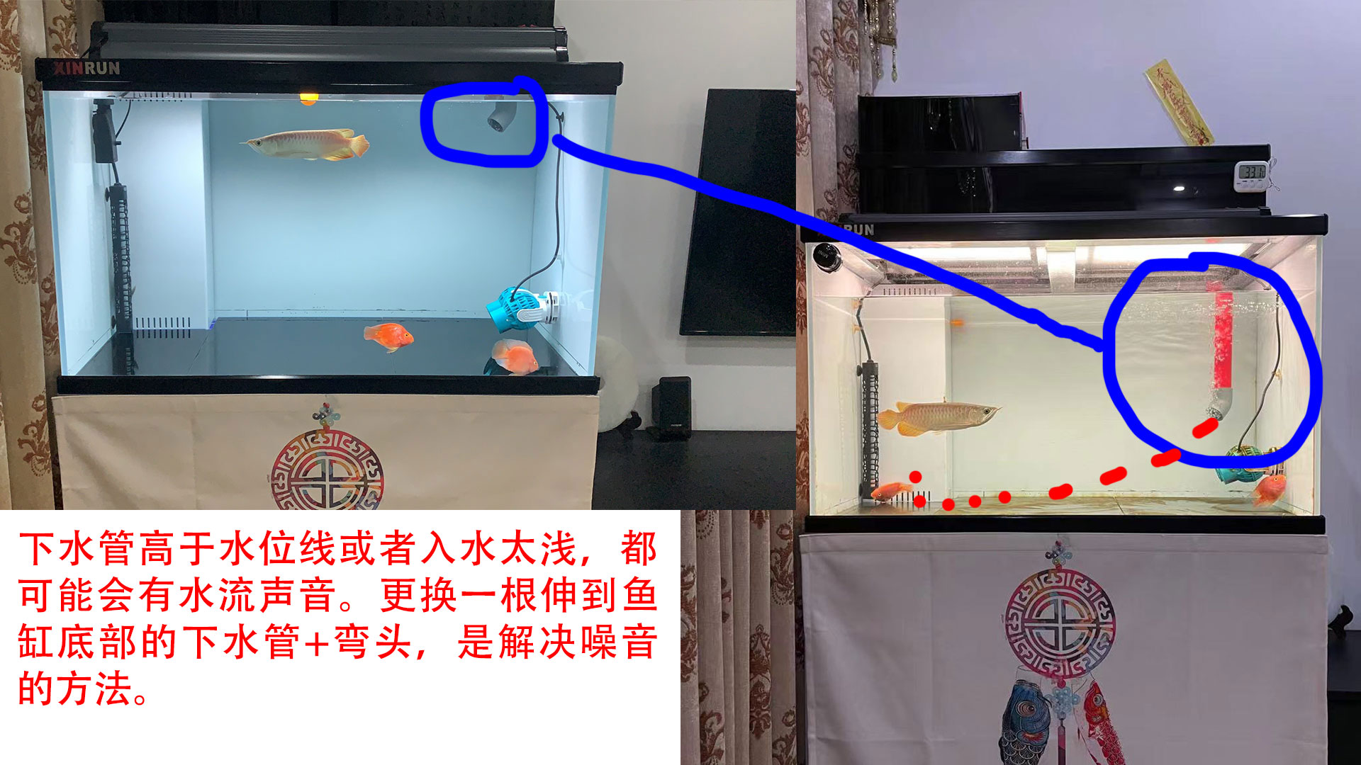 底滤鱼缸下水口消除噪音妙招,鱼缸下水噪音如何解决