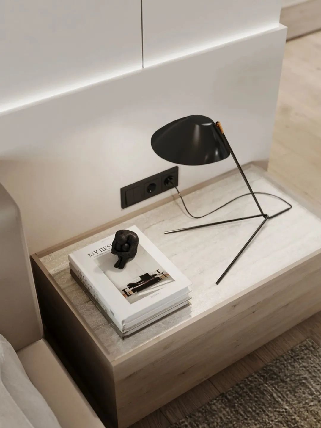 极简黑白灰搭配原木色,原木高级灰简约风