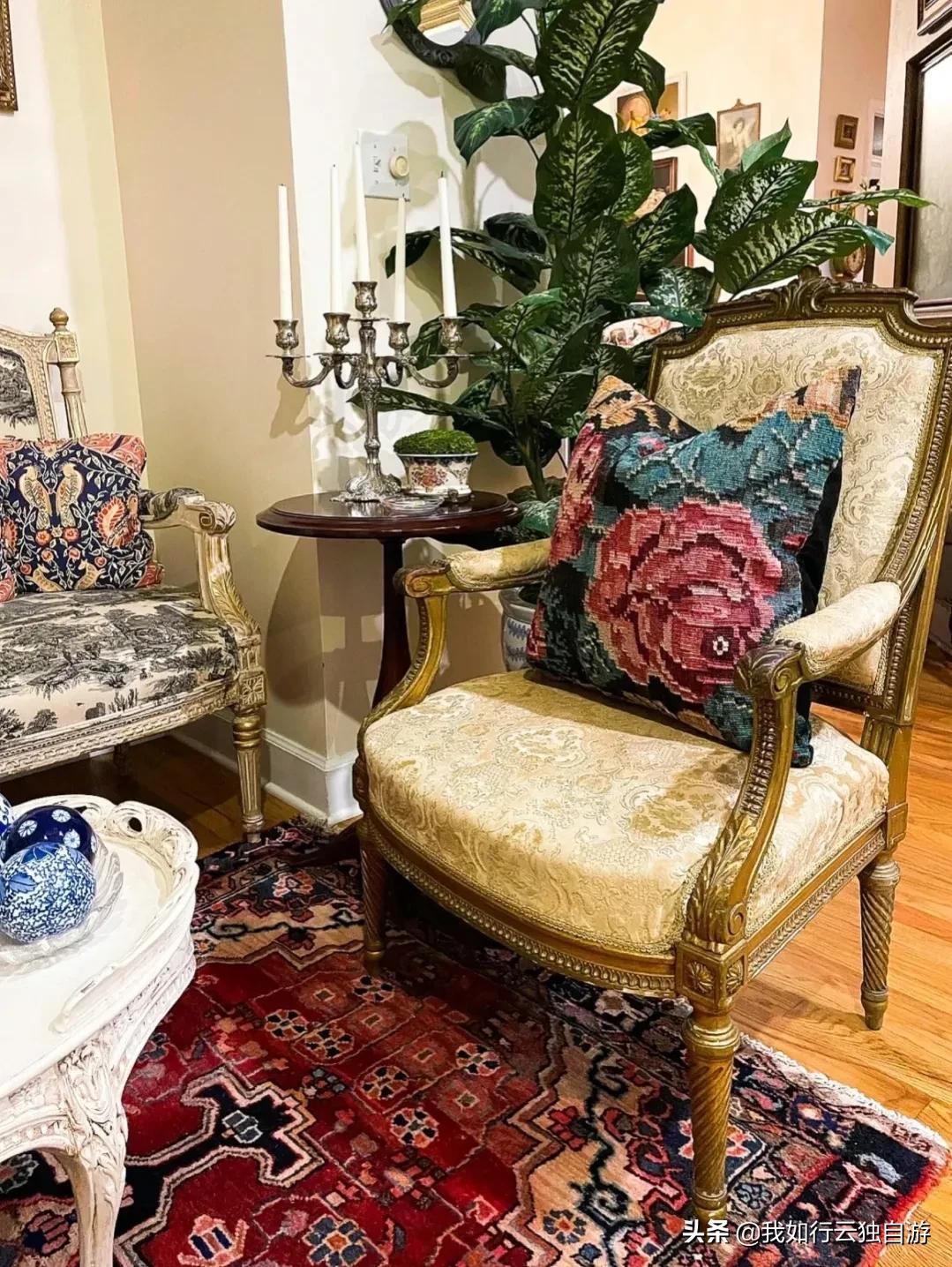 复古美式小家，铺上波斯地毯瞬间变温馨