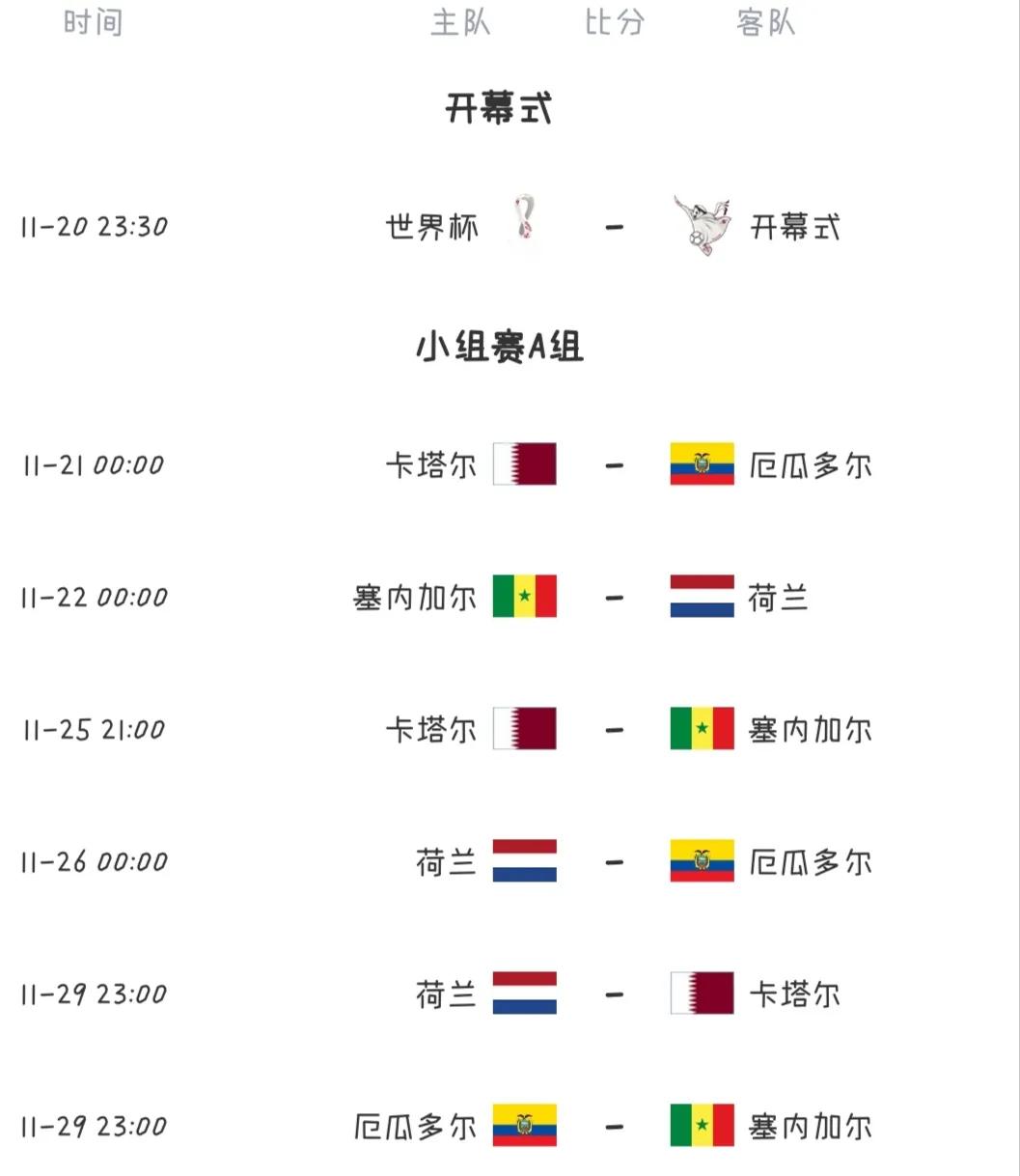 世界杯抽签赛程表,世界杯女足赛程表