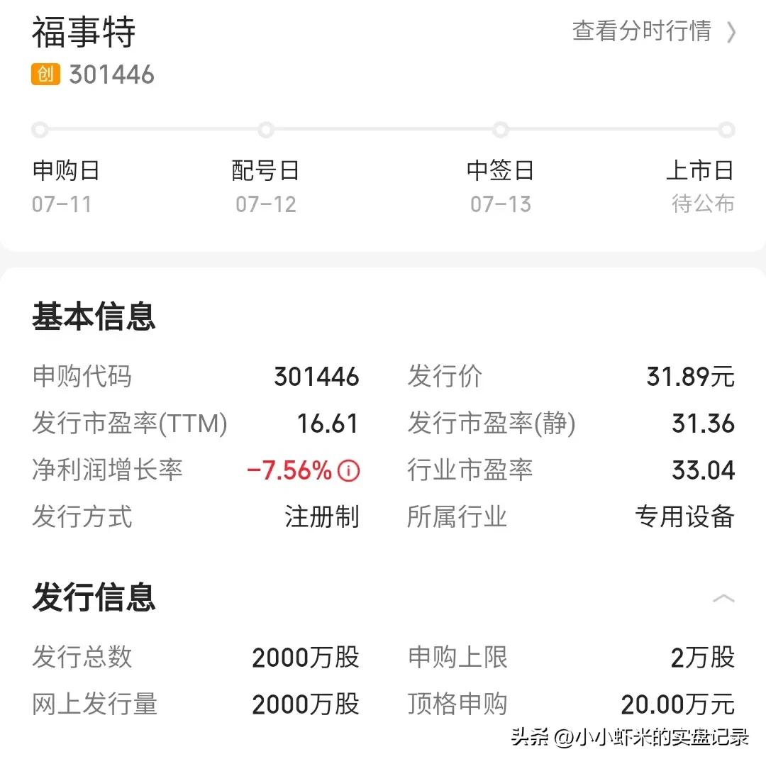 新股福事特,7月26日新股申购分析