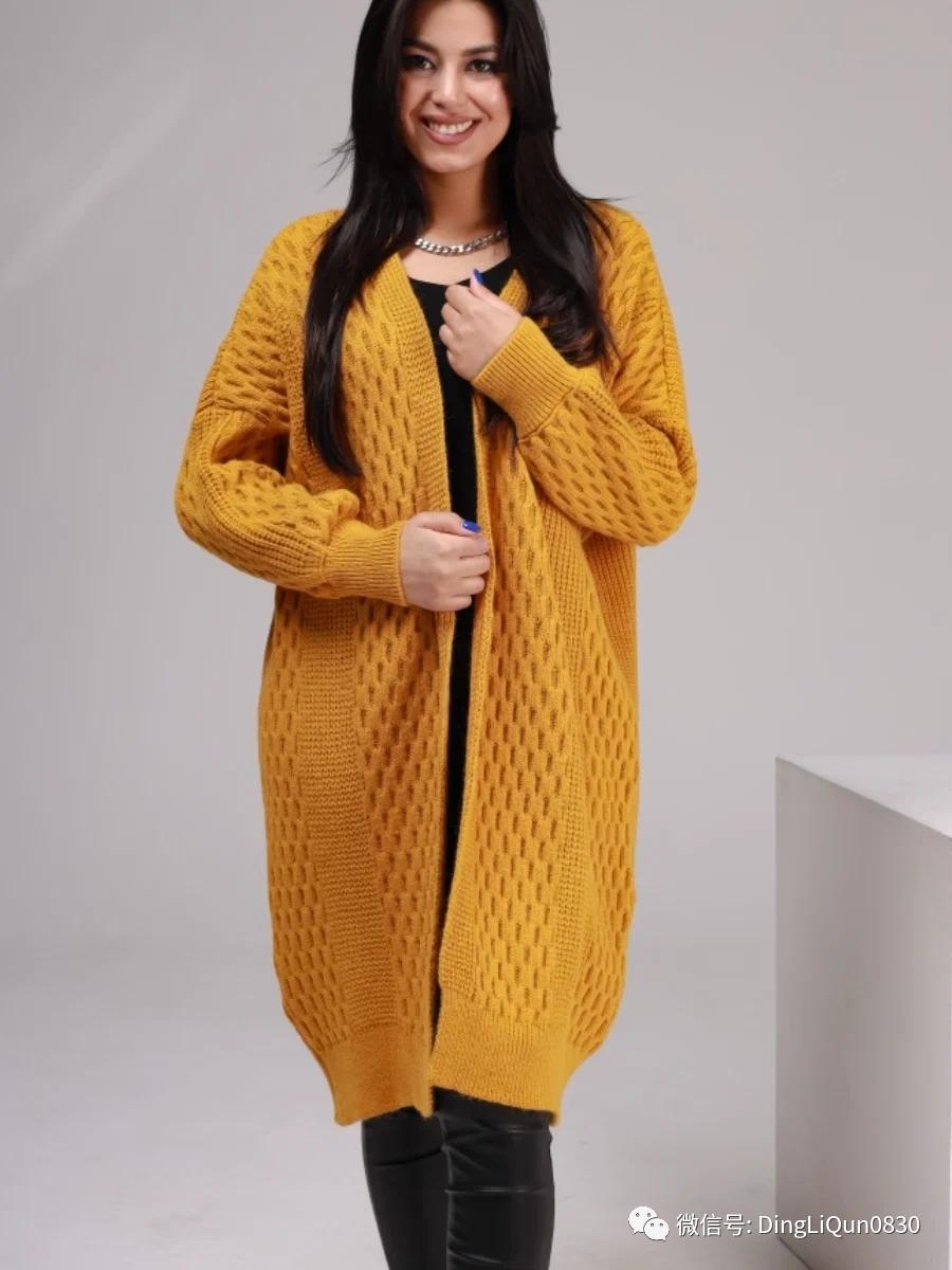 针织开衫中长款编织图,两种颜色的针织开衫编织教程