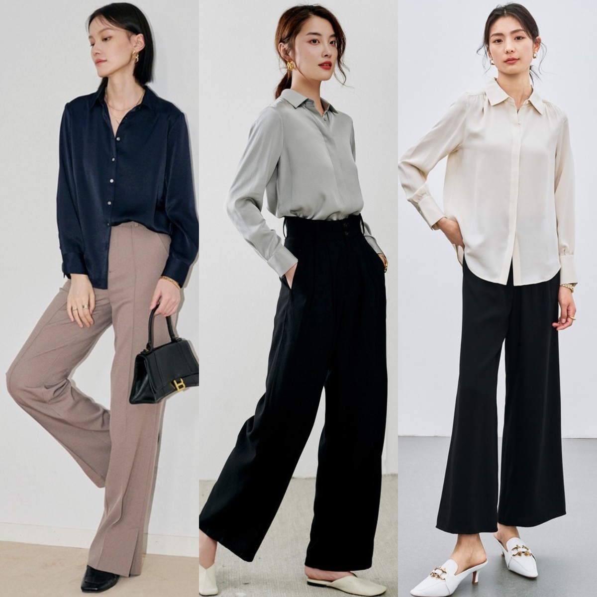 显瘦百搭阔腿裤这样穿好看又时髦,微胖穿衬衫搭阔腿裤