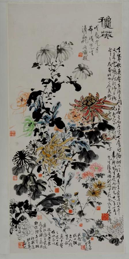 团扇写意菊花王雪涛,王雪涛菊花图片大全