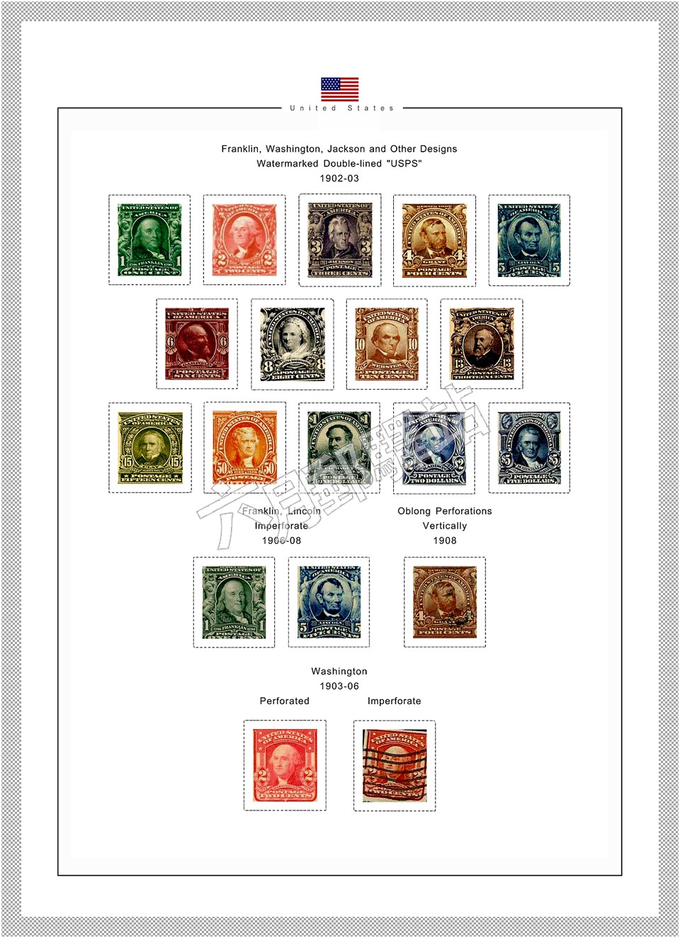 美国早期明信片,美国邮票发行数据表