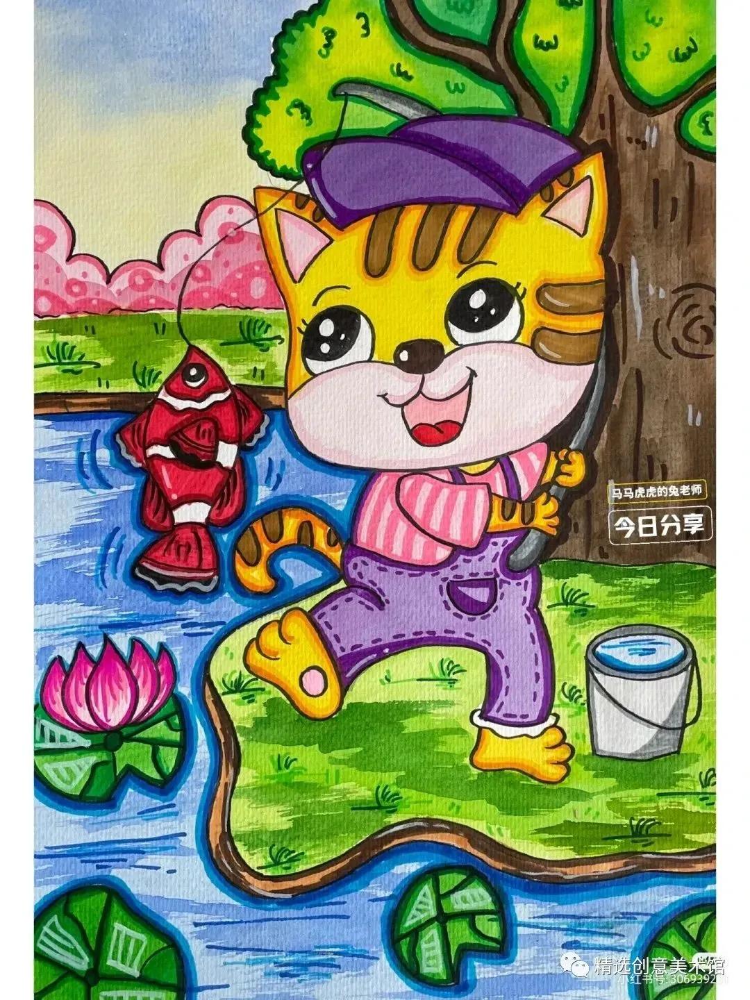 马克笔画儿童故事插画图,儿童简单马克笔绘画创意3-6岁