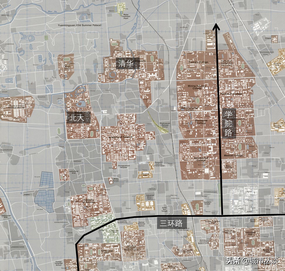 北京城俯瞰图的历史变化,看北京城全景的位置