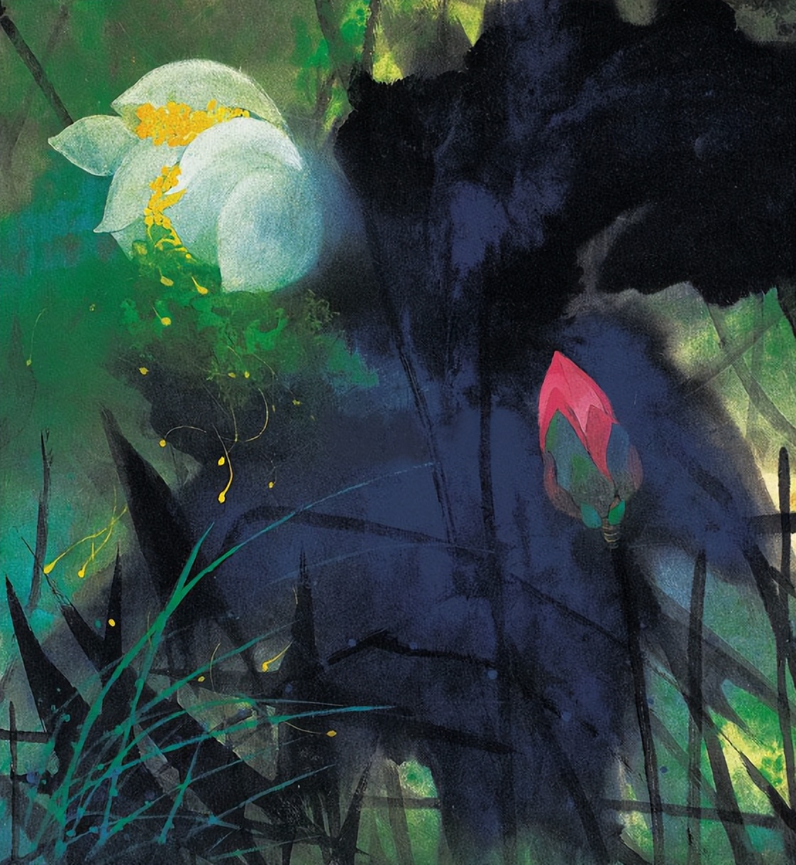 袁运甫彩墨画图片,袁运甫彩墨画荷花系列作品欣赏