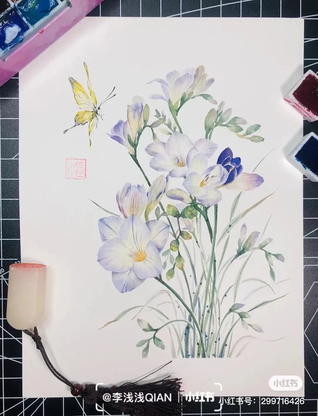 水彩中国风风景简单,古风水彩花卉简单又好看