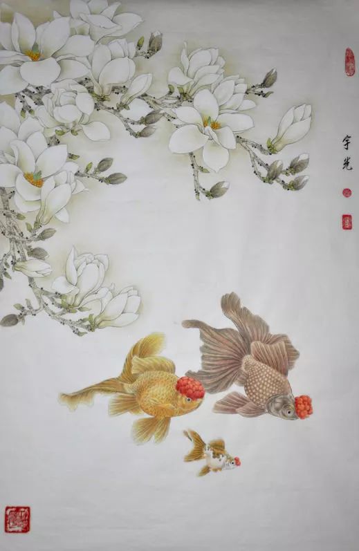 工笔画金鱼图片欣赏,金鱼工笔画精品欣赏