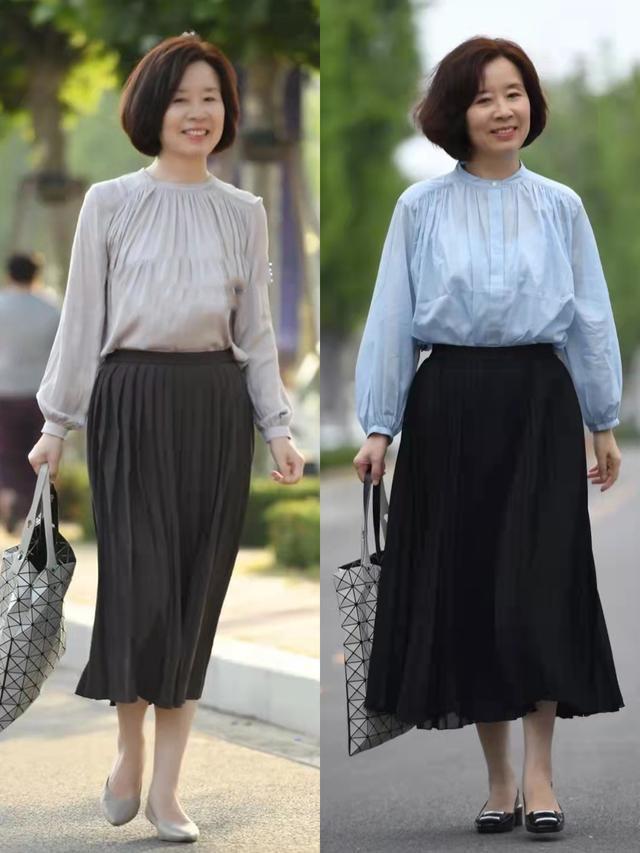 30+的女人，建议穿“裙子+平底鞋”，时髦百搭，舒适还不累脚