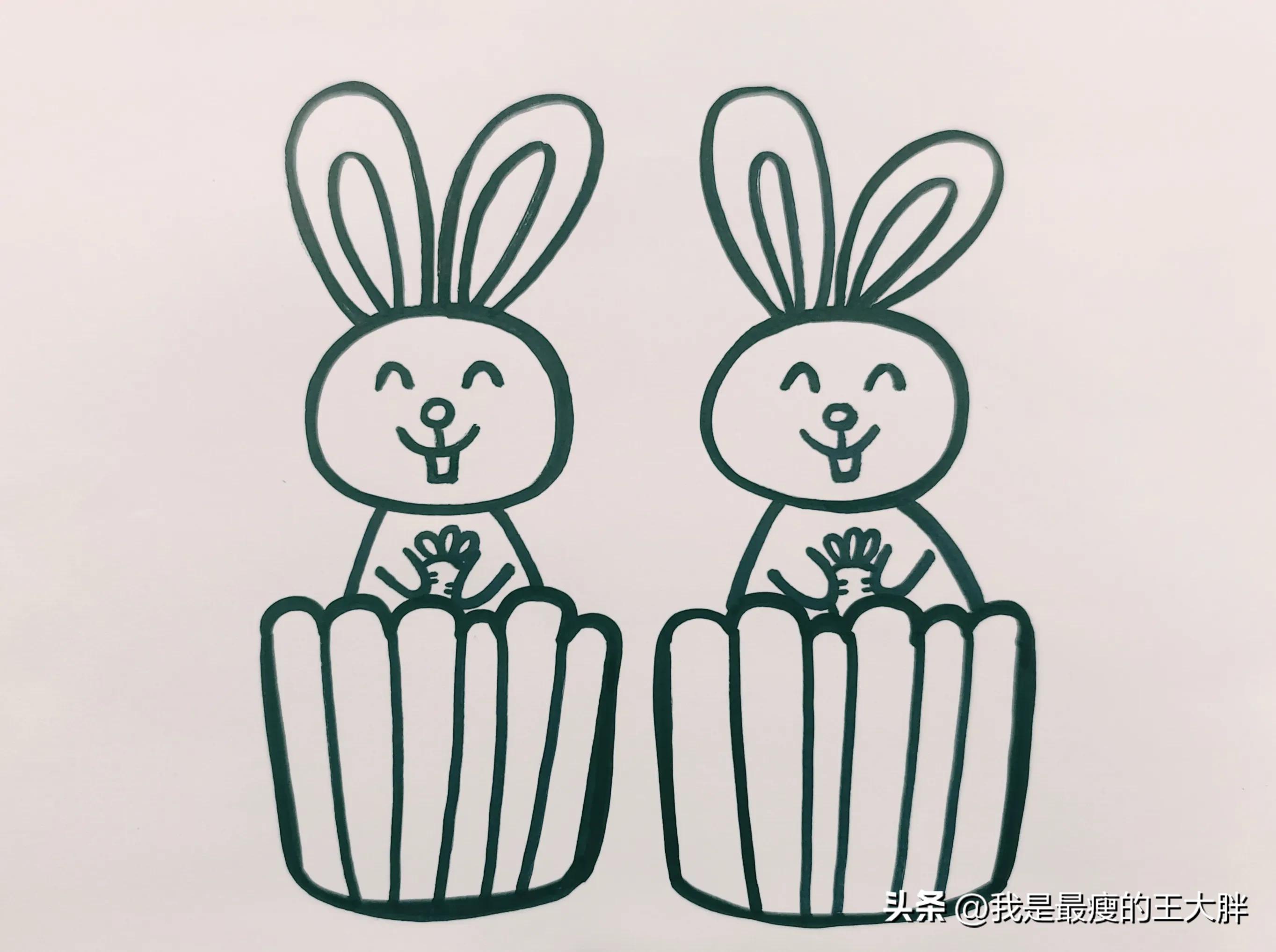 简笔画教程简单易学画小白兔,每日一画简笔画教程涂色