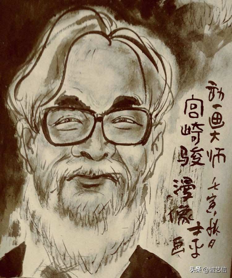 动画大师宫崎骏肖像漫画